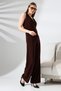 Brown Green Women's Sleeveless Double Breasted Lapel Button Detail Jumpsuit – Modern and Stylish Design - 3