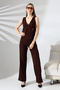 Brown Green Women's Sleeveless Double Breasted Lapel Button Detail Jumpsuit – Modern and Stylish Design
