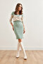 Women's Mint Ecru V-Neck Color-Blocking Raster Stretchy Dress Elb- 19002306 - 3