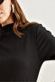 Women's Black Stand Collar Baby Overlock Detailed Knitted Blouse Blz- 19002783 - 5