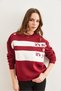 Women's Burgundy Shoulder Heart Embroidered Embroidered Sweatshirt Swt-19000705 - 2