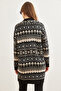Women's Black Ethnic Patterned Oversize Knitwear Cardigan Hrk- 19000300 - 6