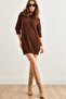 Women's Bitter Brown Crew Neck Soft Textured Beard Dress Elb- 19002302 - 3