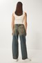 Women's Dark Blue High Waist Faded Effect Baggy Jeans Ut00027 - 5