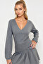 Women's Dark Gray Double Breasted Collar Elastic Sleeve Blouse Alc-X12929 - 2