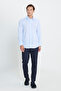 Men's Light Blue Water and Stain Repellent Nano 100% Cotton Slim Fit Slim Fit Classic Lapel Shirt - 3