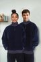 Navy Blue Oversize/Wide Cut Stand Collar Color Block Anti-Pilling Polar Fleece Sweatshirt Tmnaw24Sw00036 - 2
