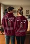 Burgundy Oversize/Wide Cut Hooded Printed Fleece Cotton Sweatshirt Tmnaw24Sw00136