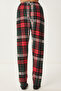 Women's Green Red Patterned Soft Textured Knitted Pajama Bottoms Ce00089 - 8