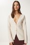 Women's Beige V Neck Stylish Buttoned Knitwear Cardigan Mt00155 - 3
