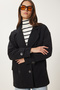 Women's Black Double Breasted Lapel Cashmere Coat Dd01342 - 2