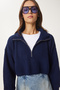 Women's Navy Blue Zip Turtleneck Knitwear Sweater Mx00124 - 4