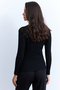 Women's Black Button Accent Ribbed Knit Blouse EY2945 - 4