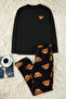 Black Regular Fit Bear Printed Knit Pajama Set TMNAW25PT00054