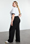 Siyah Yüksek Bel Geniş Paça %100 Pamuk Büyük Beden Wide Leg Jeans TBBAW25CJ00001 - 9