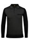 Men's Oversized Polo Neck Knitwear Black Sweater Patterned Steel Knit Classic Fit - 5014Fb