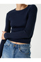 Crew Neck Long Sleeve Hair Knit Patterned Knitwear Sweater - 5