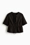 Tie-front poplin blouse