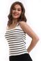 Women's White-Black Square Collar Striped Knitwear Athlete Knitwear Blouse 1133 - 2