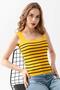 Women's Yellow-Black Square Collar Striped Knitwear Athlete Knitwear Blouse 1133 - 5