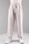 Pocketed Linen Trousers for Girls and Boys, Brown Striped