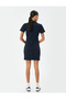 Mini Polo Neck Dress Short Sleeve Gold Button Detailed Crepe Fabric - 4