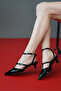 Women's Pointed Toe Short Heeled Shoes Frobia Black - 2