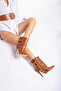 Oasis Buckle Detailed Tan Matte 10 cm Women's Boots & Bootie, High Heels - 6