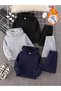 6-Piece Hooded Hooded Sweatshirt-Tracksuit Set for Girls-Boys (Grey Navy Blue Black) - 4