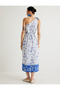 X Melis Ağazat - Floral One-Shoulder Midi Dress with Lining and Bow Detail - 4