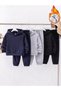 6-Piece Hooded Hooded Sweatshirt-Tracksuit Set for Girls-Boys (Grey Navy Blue Black) - 2