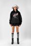 Eternal Levitation Printed Oversize Unisex Black Hoodie - 2