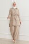 Button Detailed Suit Beige 19223