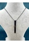 Men's Silver & Black 60cm Long, Stick Steel Necklace - 4
