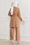 Button Detailed Suit Set Tan 19223 - 4