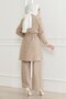 Button Detailed Suit Beige 19223 - 4