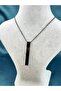 Men's Silver & Black 60cm Long, Stick Steel Necklace - 2