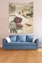 Vintage Themed Red Rose Butterfly Pattern Stain Resistant Fabric Wall Cover Wall Carpet Tapestry