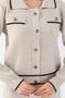 Women's Stone Black Polo Collar Cardigan Pants Knitwear Set 2009 - 6