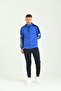 Striped Sleeves Hooded Scuba Blue Men's Tracksuit - 3