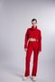 High Waist Slim Flare Lycra Alert Jean Trousers Red - 2