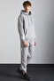 Ashbourne Men's Oversize Kangaroo Pocket Sleeve Label Detailed Organic Cotton Gray Tracksuit Set - 4