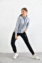 Gray Hooded Zippered Combed Fabric Tracksuit Set - 5
