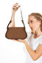 Women's Brown Suede Baguette Bag - 6
