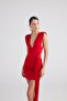 V-Neck Belted Gathered Mini Uma Dress Red - 3
