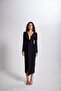 V-Neck Watermelon Sleeve Maxi Moonlight Dress Black - 3
