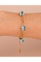 Evil Eye Beaded Zircon Stone Stainless Steel Lucky Bracelet - 6
