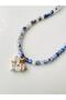 Blue Natural Stone Heart Necklace - 6