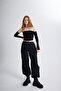 Elasticized Parachute Trousers with Adjustable Waist and Leg Legs Black