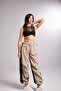 Double Color Bicolor Parachute Trousers with Adjustable Elastic Waist and Leg Legs Beige - 7